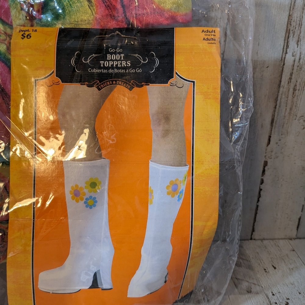 Women's Hippie Psychedelic Go Go 1970s Halloween Costume Rubie's With Shoe Cove - Picture 6 of 10